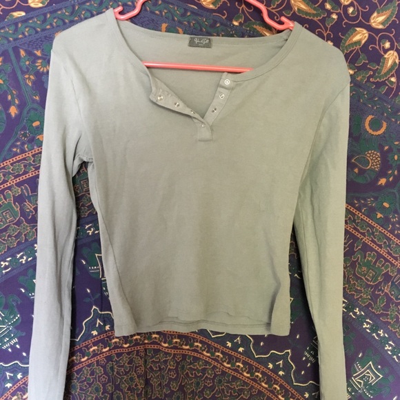 Brandy Melville Tops - Brandy Melville, Mint cropped long sleeve